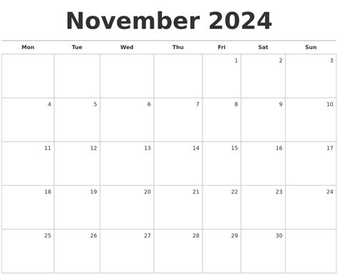 November 24 Calendar